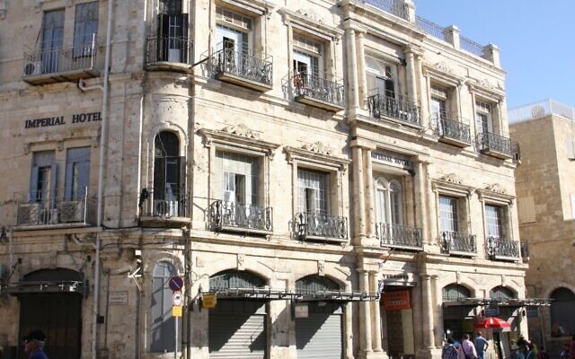 The Imperial Hotel at the Jaffa Gate, the lease to which was sold to the right-wing Ateret Cohanim organization and is the subject of an appeal by the Greek Orthodox Patriarch. (Shmuel Bar-Am)